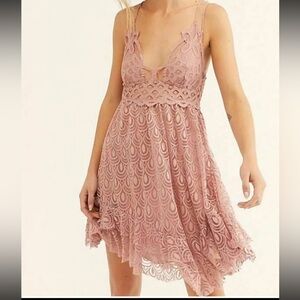 Free People FP One Adella Burnout Slip Mini Dress Pink Sz M